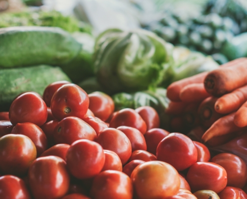 Tomatoes, cucumbers, lettuce and carrots