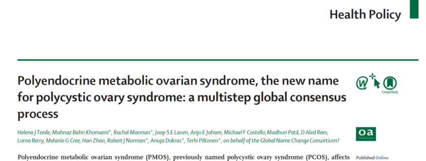 Headline of the new Lancet article about PMOS